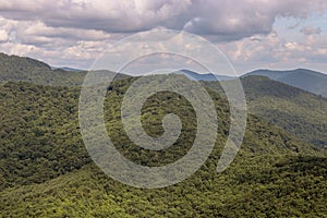 Natural view of mountain and forest landscape in the countyside