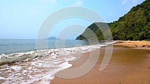 Natural view with sea wave on sand beach