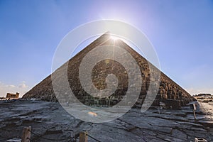 Natural View to the Great Pyramid of Giza under Blue Sky and Day Light, Egypt