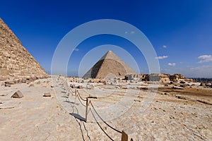 Natural View to the Great Pyramid of Giza under Blue Sky and Day Light, Egypt