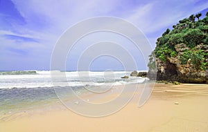 natural views of the south coast in the Yogyakarta region. This beach is named `Drini beach`