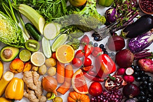 Natural vitamins and antioxidants food rainbow top view. photo