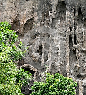 The natural volcanic pozzolana cliffs in Reunion island in Entre Deux, near Saint Louis