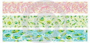Natural washi paper tape set seamless pattern photo