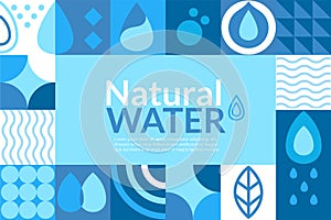 Natural water,geometric banner in flat style.