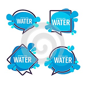 Natural water, vector logo, labels and stickers templates with a