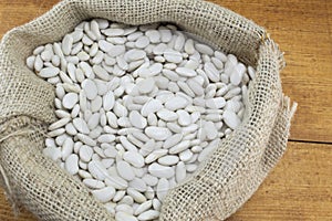 Natural white beans in a bag