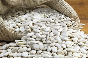 Natural white beans in a bag