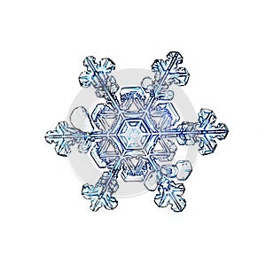 Natural white crystal snowflake macro