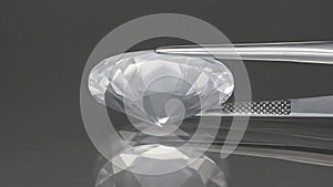 Natural white quartz gemstone on the turning table