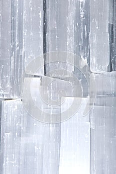 Natural white selenite rods photo
