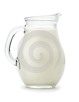 Natural whole milk in a glass jug