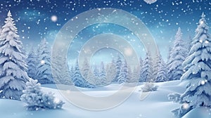 Natural winter Christmas background with blue sky heavy snowfall. Generative AI