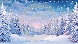 Natural winter Christmas background with blue sky heavy snowfall. Generative AI