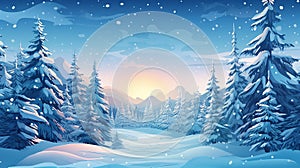 Natural winter Christmas background with blue sky heavy snowfall. Generative AI