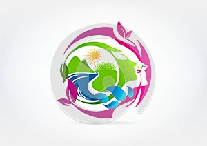 Natural woman beauty logo design