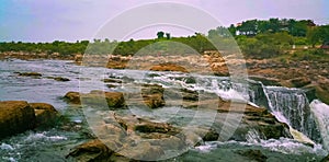 Natural wonder - Dhuadhar Water Falls on Narmada river in Bhedaghat, Jabalpur, Madhyapradesh, India