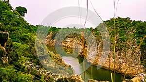 Natural wonder - Dhuadhar Water Falls on Narmada river in Bhedaghat, Jabalpur, Madhyapradesh, India