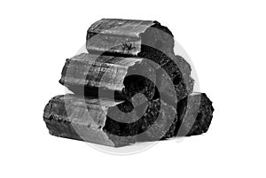 Natural wood charcoal isolated on white,Non smoke and odorless charcoal photo