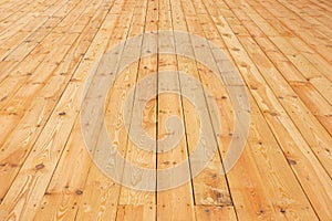 Natural wood floor, top view. Wooden boards at the time of construction, surface preparation