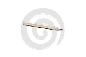 Natural wood grain miniature sharpened pencil with shadow resting on side