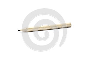 Natural wood grain miniature sharpened pencil with shadow resting on side.