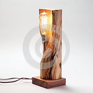 Natural Wood Lamp With Luminous Suffusion And Raw Texture