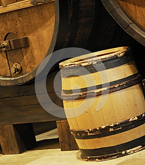 Natural wood wine golden barrel cellar