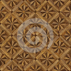 Natural wooden background eight-pointed star, grunge parquet flooring design seamless texture for 3d interior