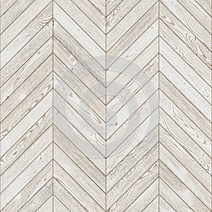 Natural wooden background herringbone, white grunge parquet flooring