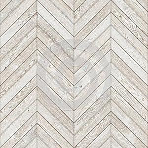 Natural wooden background herringbone, white grunge parquet flooring photo