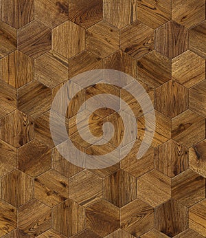 Natural wooden background honeycomb, grunge parquet flooring design seamless texture photo