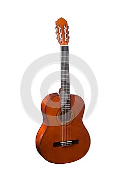 Natural Wooden Classical Acoustic Guitar Isolated on a White Background