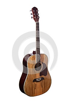 Natural Wooden Classical Acoustic Guitar Isolated on a White Background