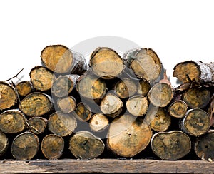 Natural wooden logs stacked.