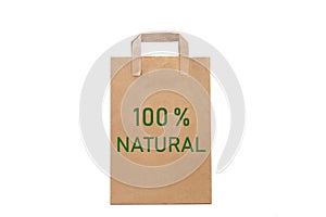 100% natural word write in a paper bag photo