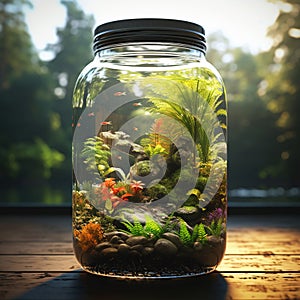 Natural world environment inside a jar