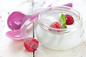 Natural yogurt with fruits