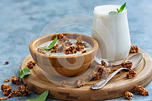 Natural yogurt with homemade granola.