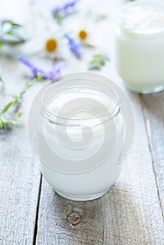 Natural yougurt in jar