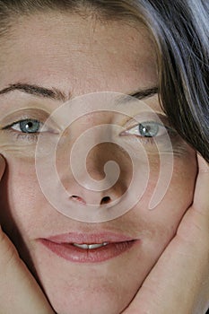 Natural young woman in closeup