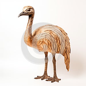 Naturalistic Bentwood Emu Sculpture On White Background
