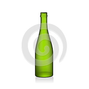 Naturalistic Empty champagne bottle without green labels. Vector illustration