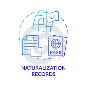 Naturalization records blue gradient concept icon