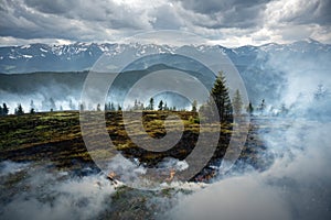 Naturally burning mountains in Ukrainian Carpathians