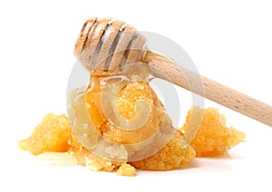 Naturally crystallized honey and dipper