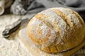 Naturally leavened home made bread organic vegan photo