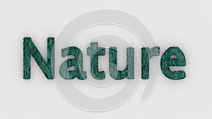 Nature - 3d word azure on white background. fresh Grass letters isolated illustration. nature animals and mother, ecosystem and