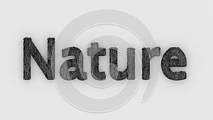 Nature - 3d word gray on white background. fresh Grass letters isolated illustration. nature animals and mother, ecosystem and