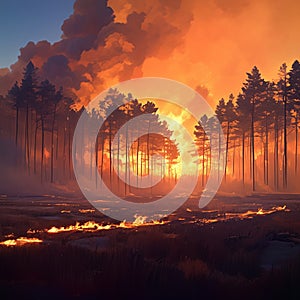 Nature ablaze Forest fire produces a substantial amount of smoke